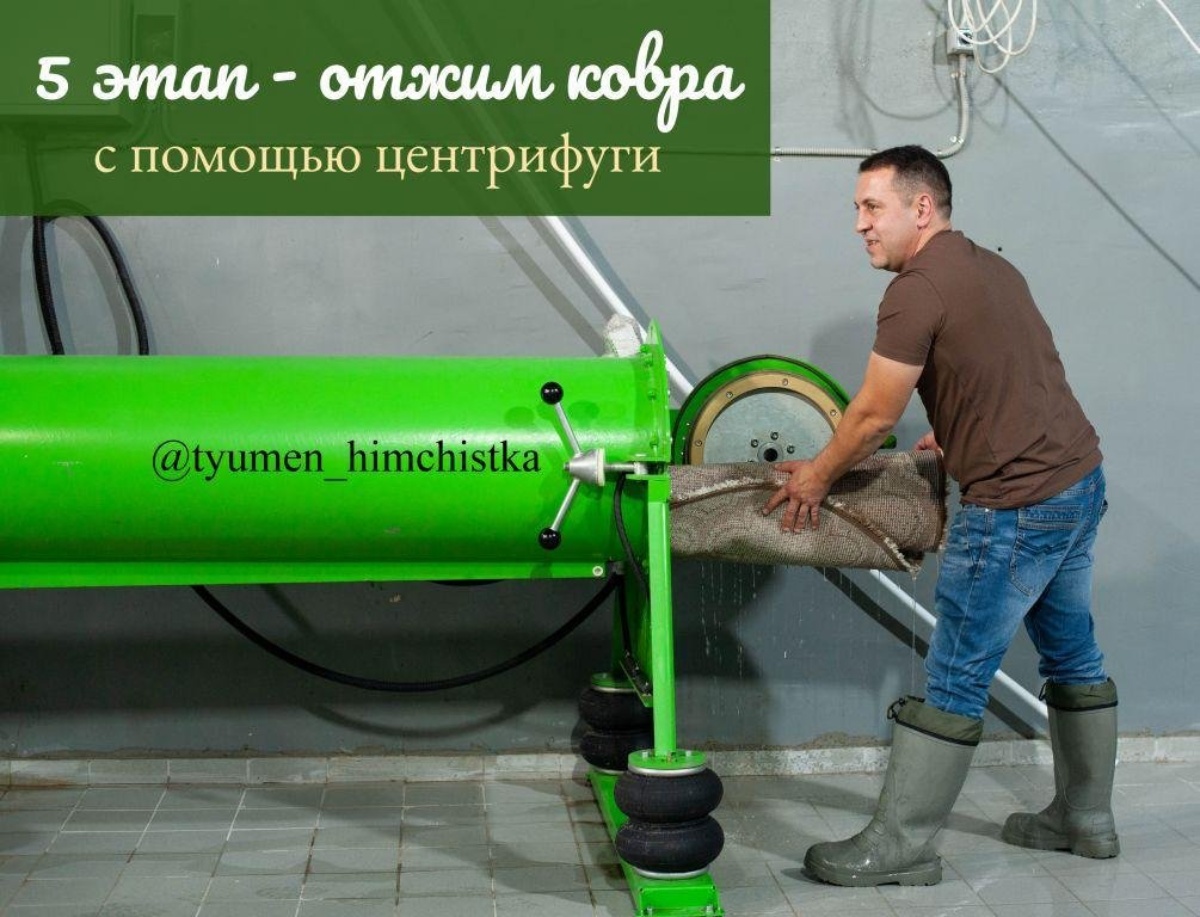 Отжим — этап чистки ковра в компании «Коврович»